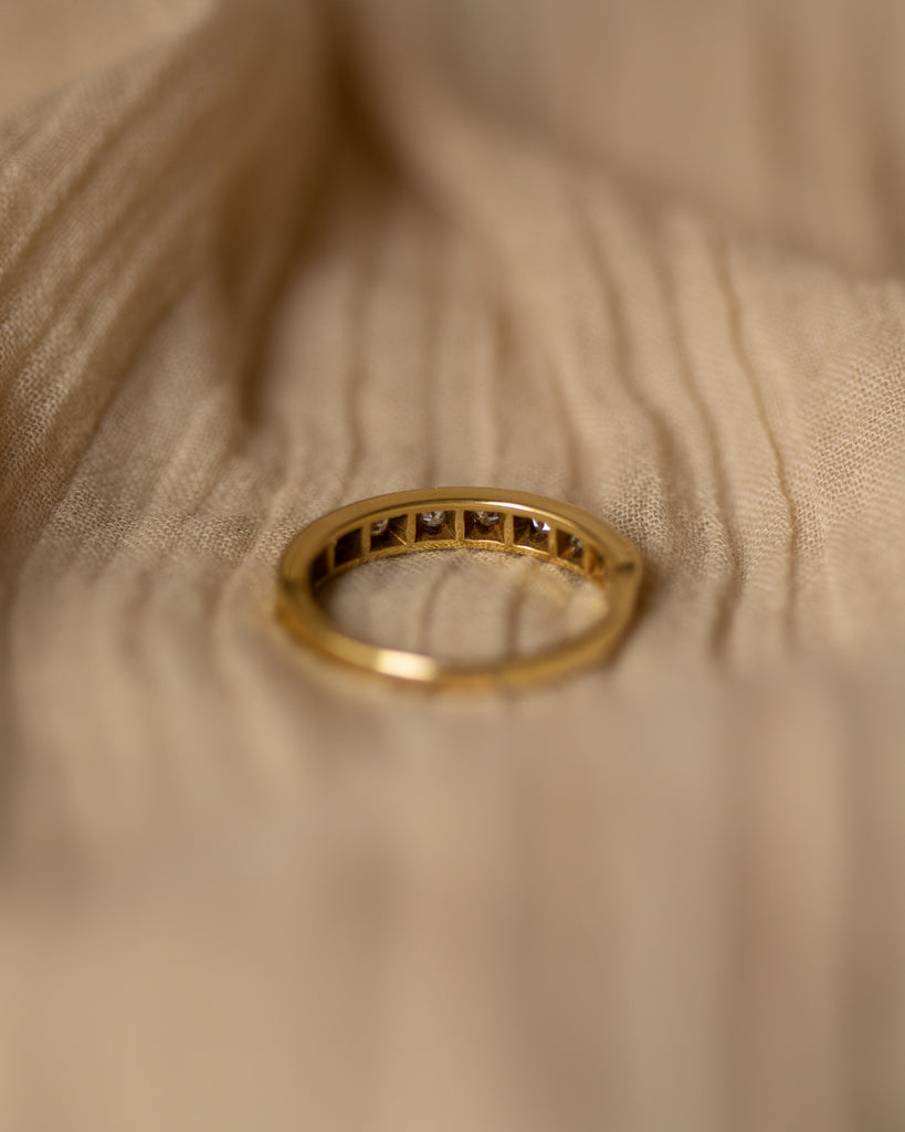 Simone 1977 Vintage 18ct Gold Diamond Half Eternity Ring