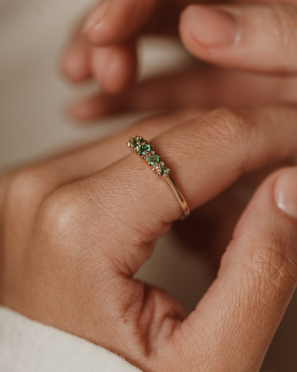 Rosetta Vintage 9ct Gold Emerald & Diamond Half Eternity Ring