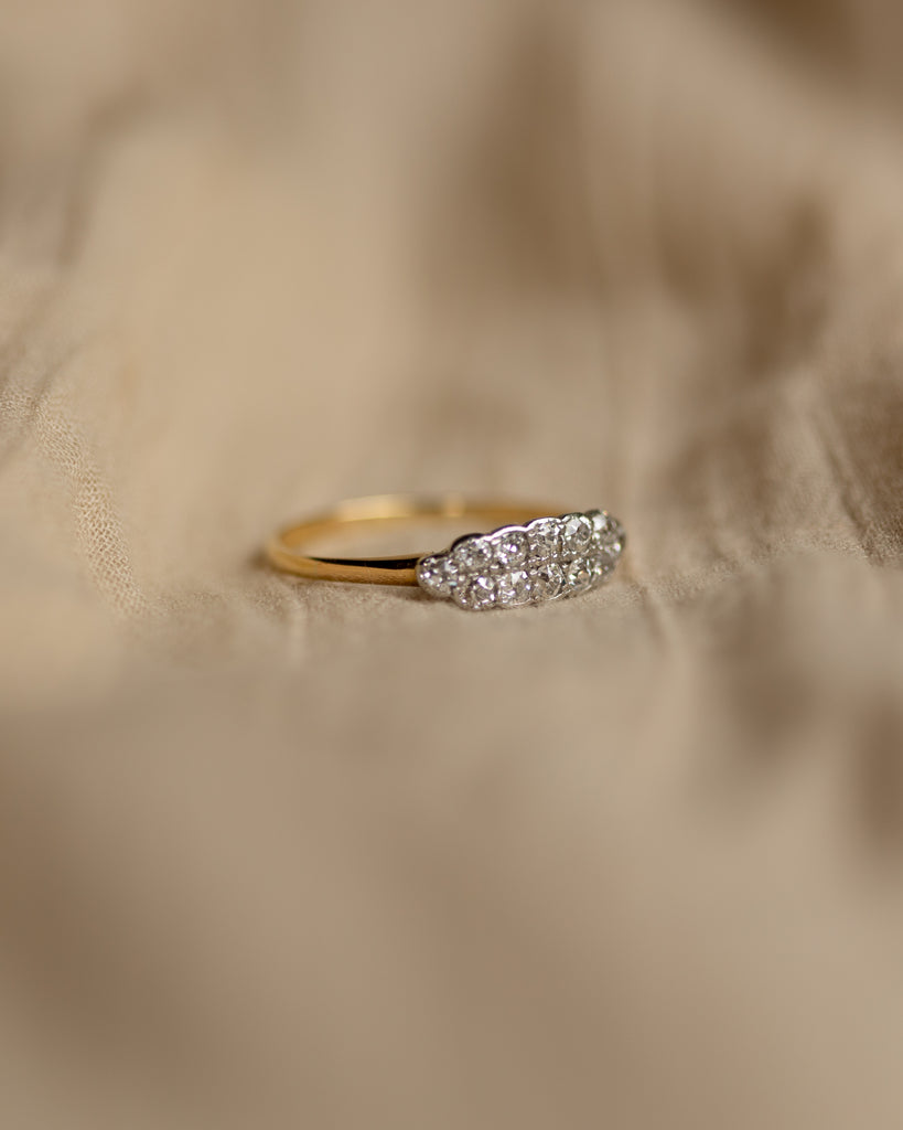 Imogene Antique Art Deco 18ct Gold Diamond Cluster Ring