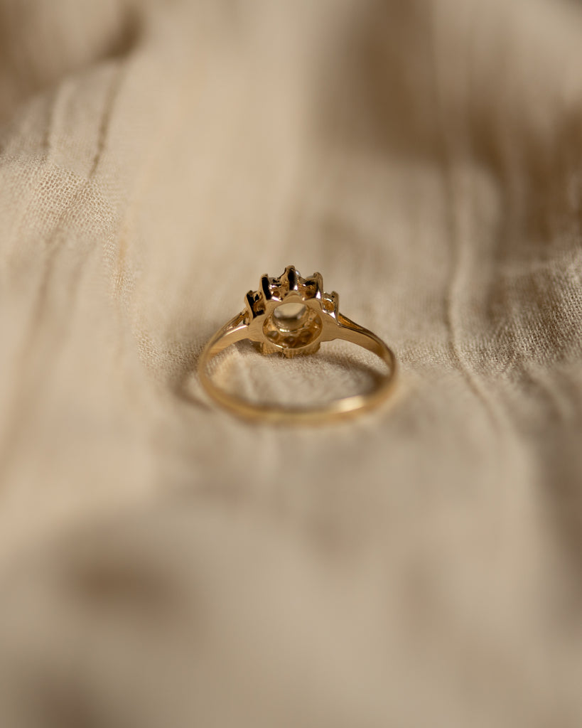 Marta 1991 Vintage 9ct Gold Moonstone & Pearl Cluster Ring