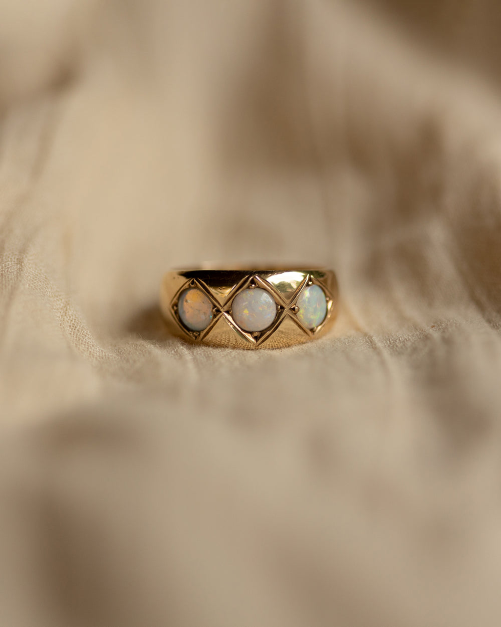 Ethel Vintage 9ct Gold Opal Trilogy Ring