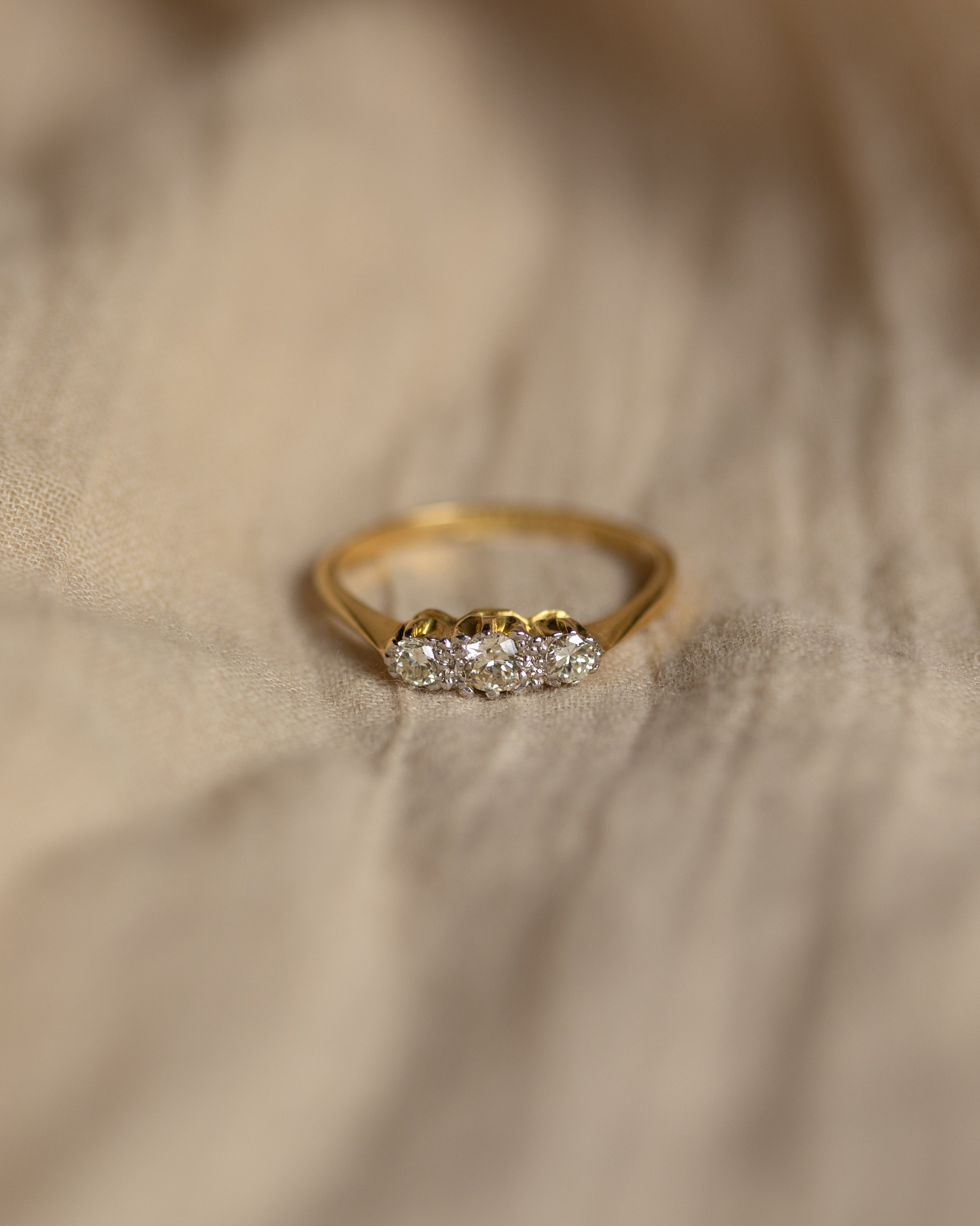 Image of Annie Vintage 18ct Gold Diamond Trilogy Ring