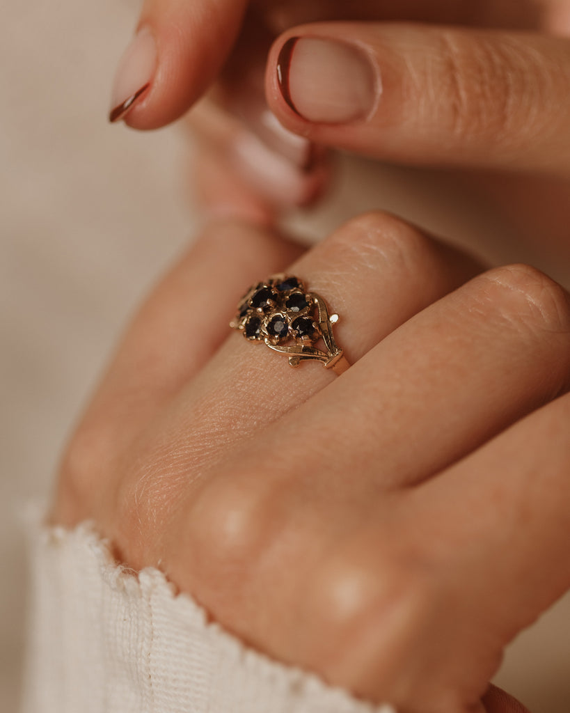 Lois 1978 Vintage 9ct Gold Sapphire Cluster Ring