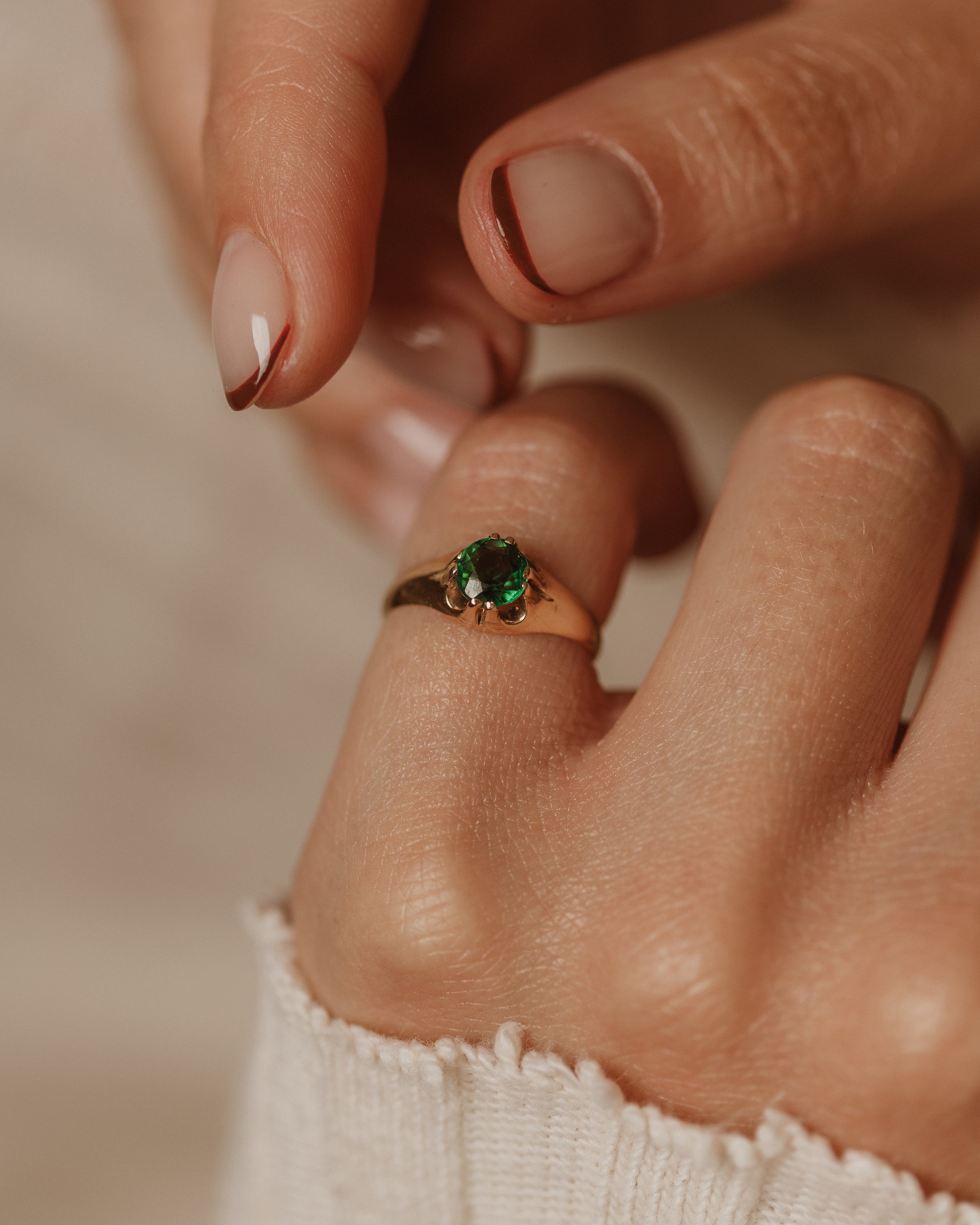 Image of Constance Antique 10ct Gold Emerald Solitaire Ring