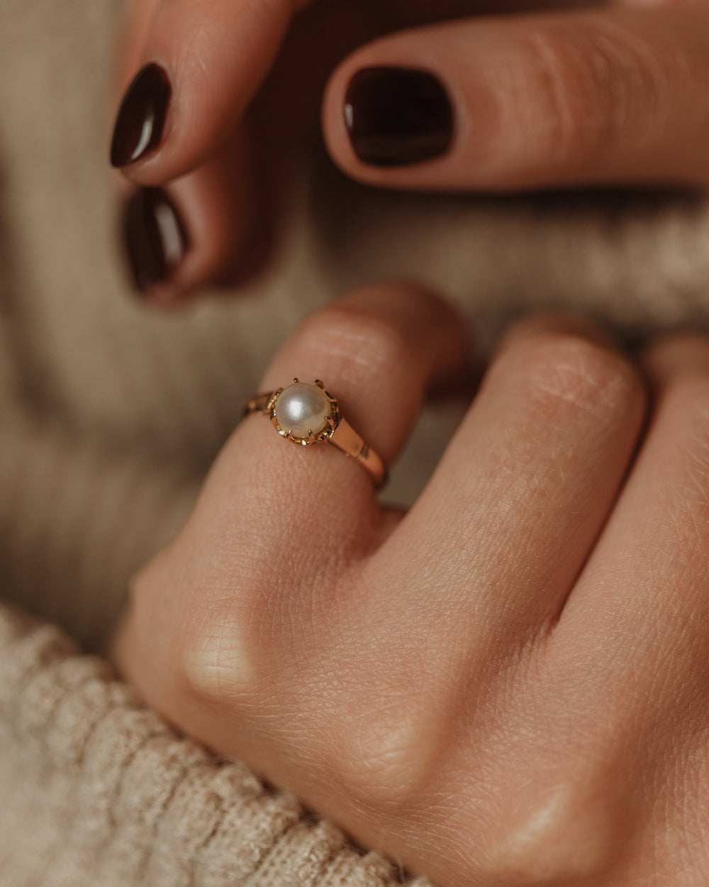 Honey Vintage 18ct Gold Pearl Single Stone Ring