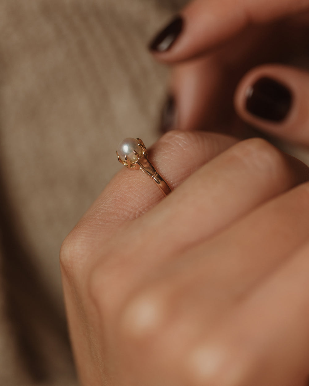 Honey Vintage 18ct Gold Pearl Single Stone Ring