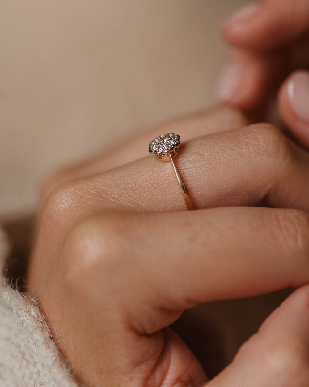 Catherine Antique 18ct Gold Diamond Daisy Cluster Ring