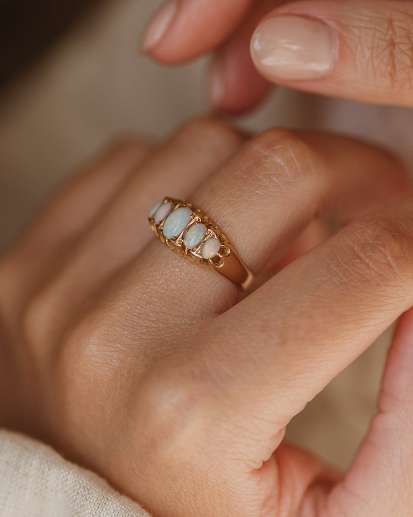 Gwyneth 1919 Antique 18ct Gold Opal Five Stone Ring