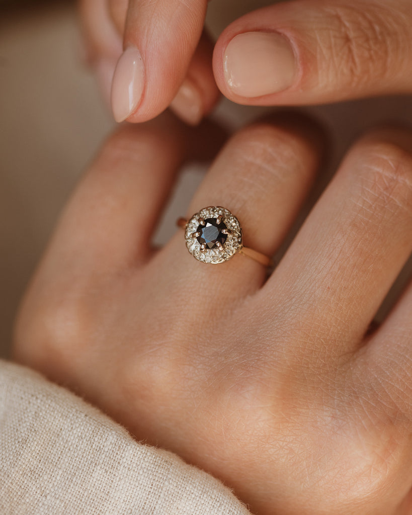 Cressida 1966 Vintage 18ct Gold Sapphire & Diamond Cluster Ring