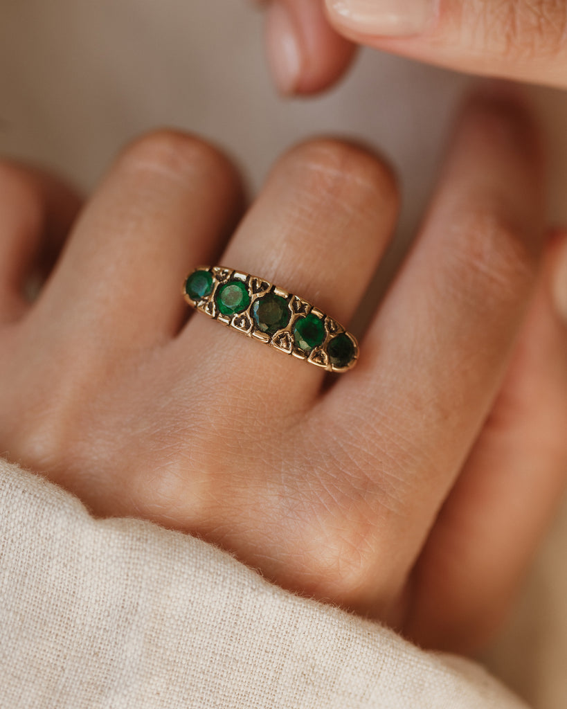 Blythe Vintage 9ct Gold Emerald Five Stone Ring