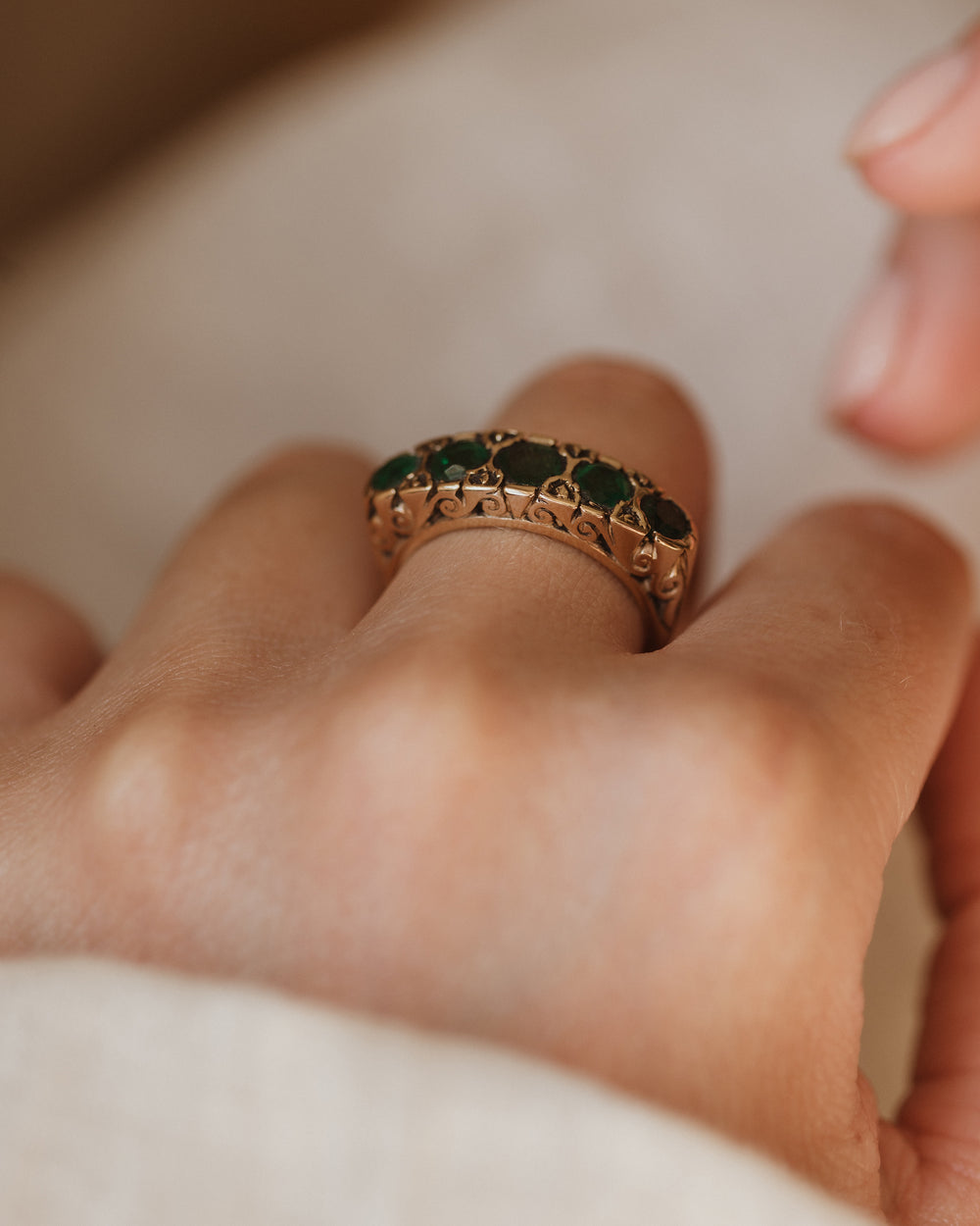 Blythe Vintage 9ct Gold Emerald Five Stone Ring