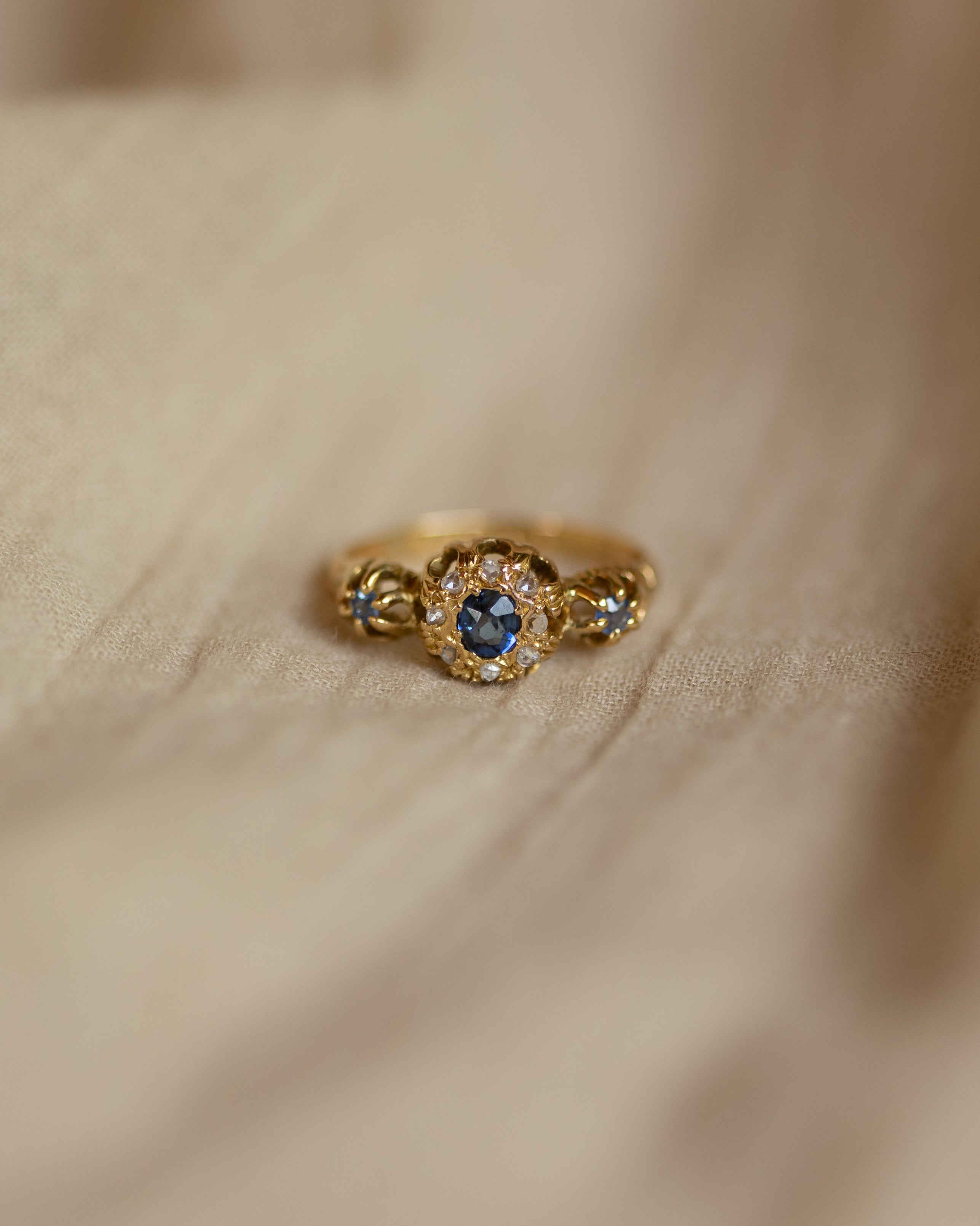 Image of Eloise 1903 Antique 18ct Gold Sapphire & Diamond Cluster Ring