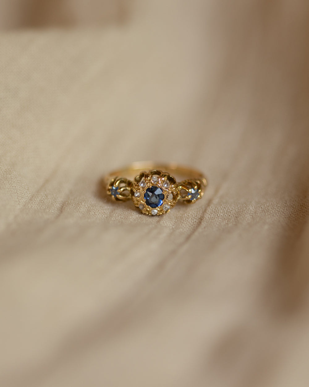 Eloise 1903 Antique 18ct Gold Sapphire & Diamond Cluster Ring
