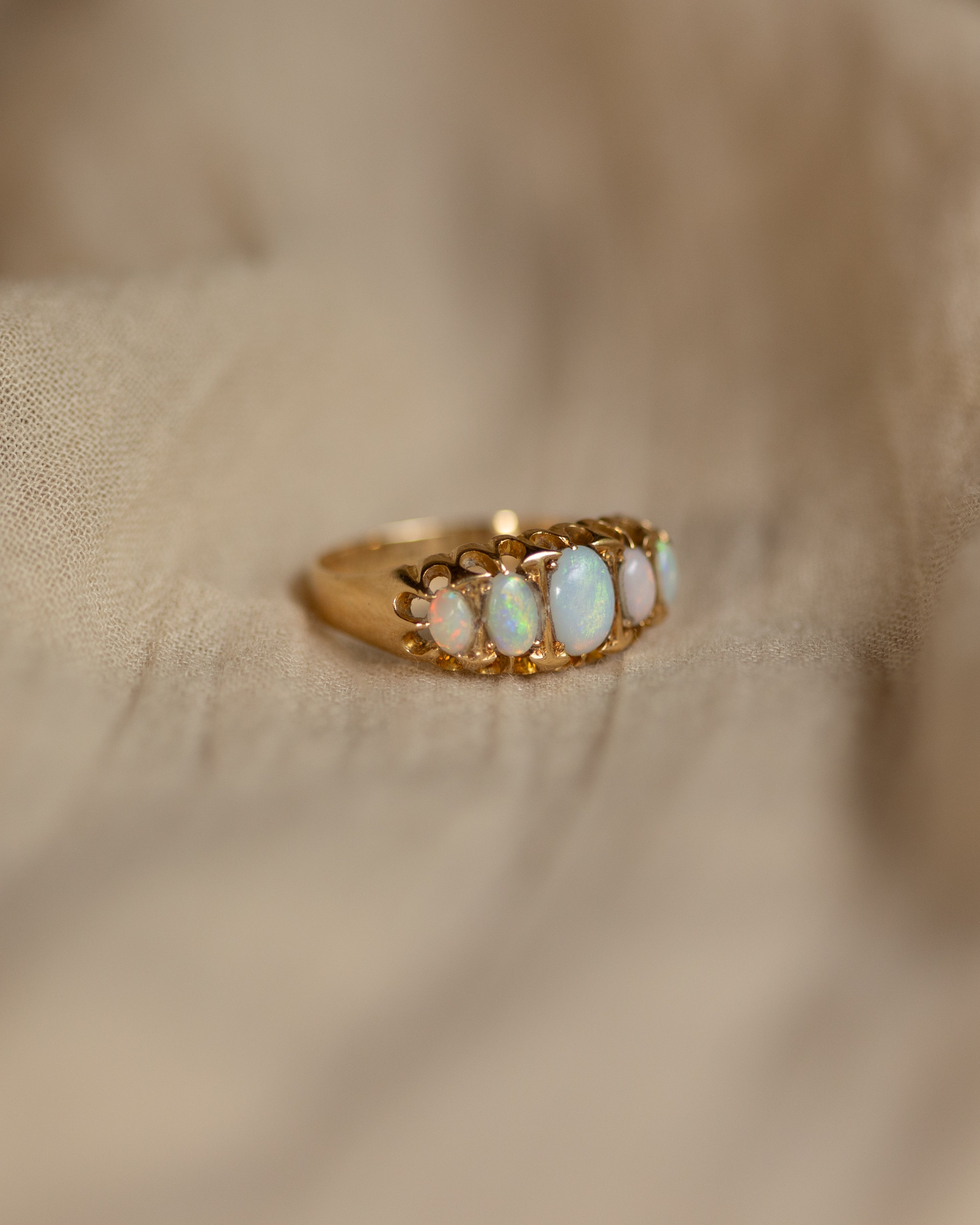 Gwyneth 1919 Antique 18ct Gold Opal Five Stone Ring