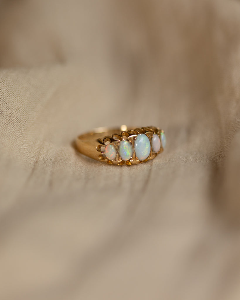 Gwyneth 1919 Antique 18ct Gold Opal Five Stone Ring