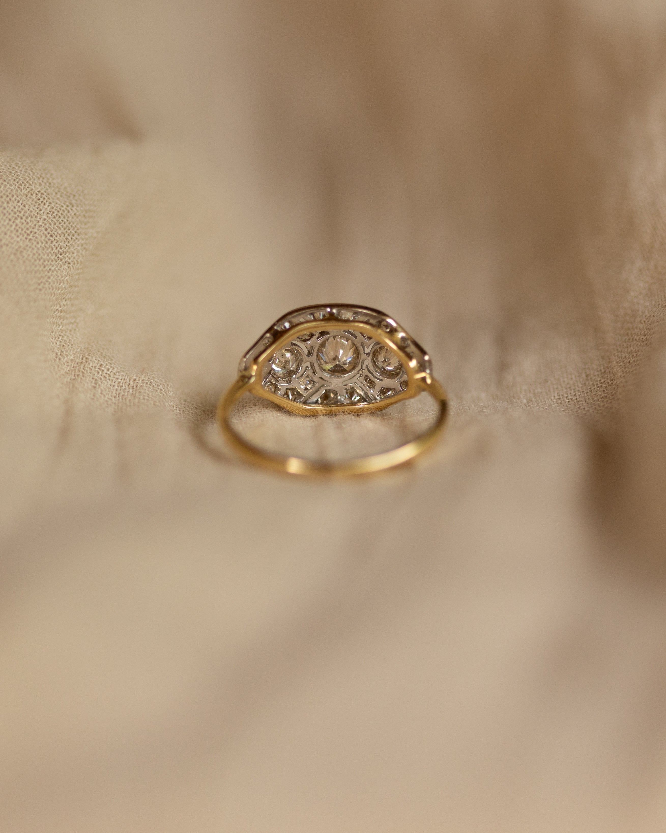 Inez Vintage Art Deco 18ct Gold Diamond Panel Ring