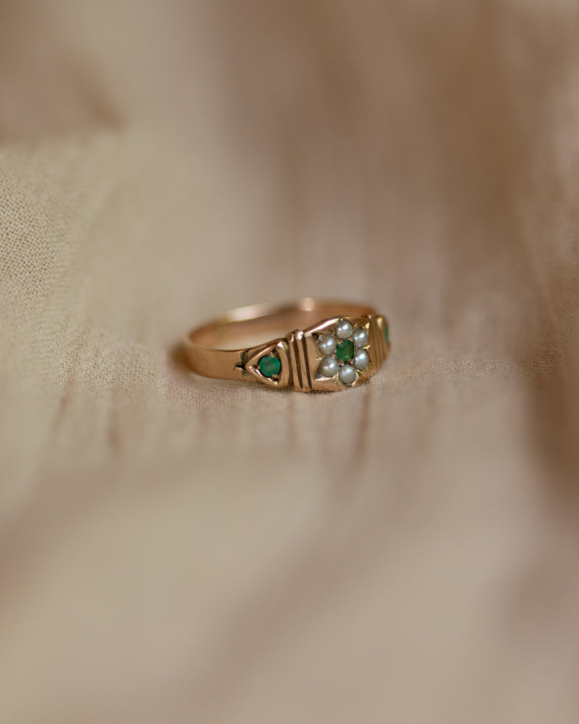 Faye Antique 15ct Gold Emerald & Pearl Ring