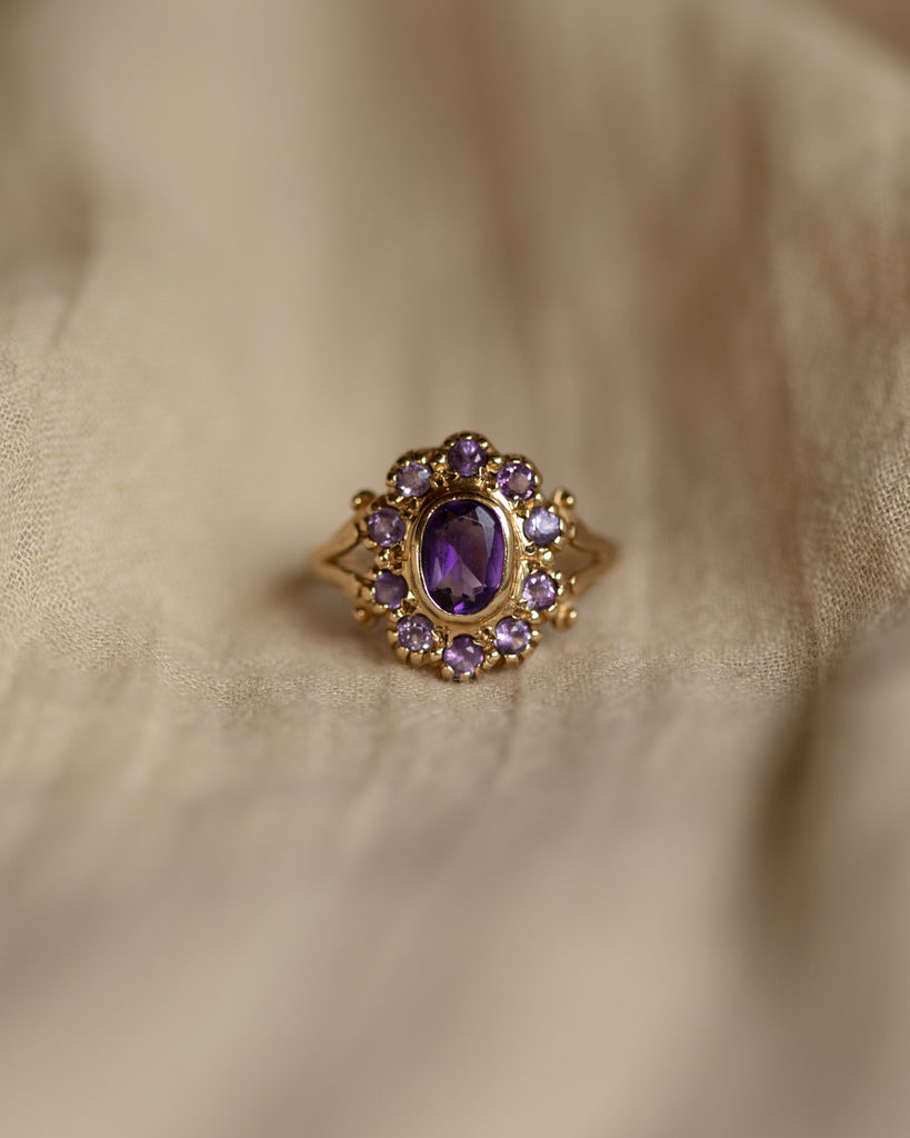 Marcy Vintage 9ct Gold Amethyst Cluster Ring