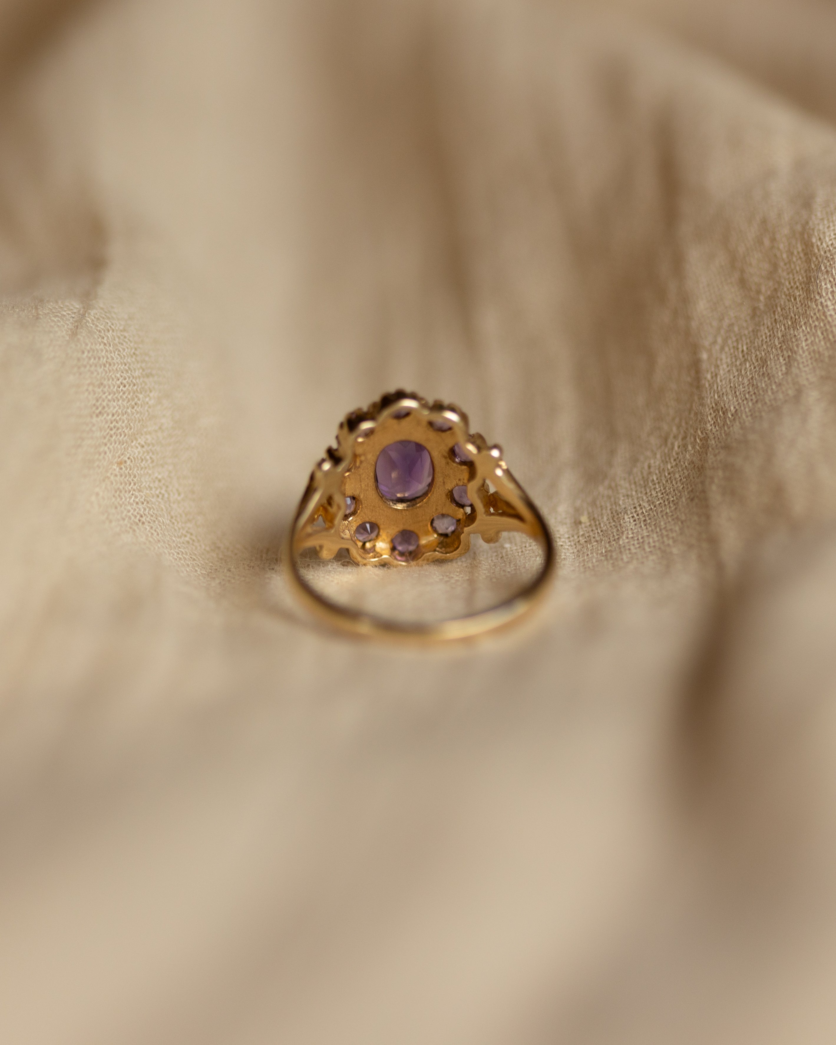 Marcy Vintage 9ct Gold Amethyst Cluster Ring