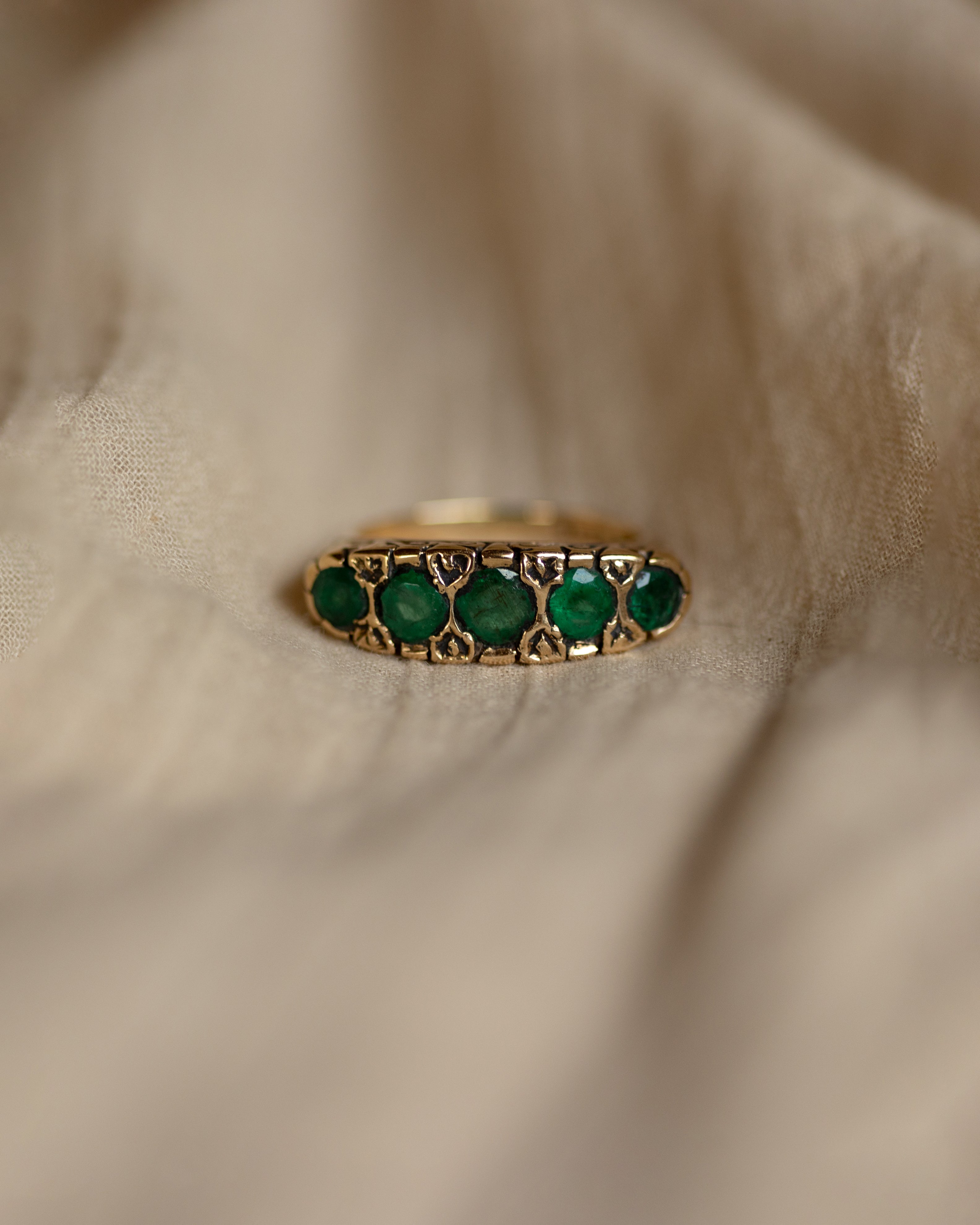 Blythe Vintage 9ct Gold Emerald Five Stone Ring