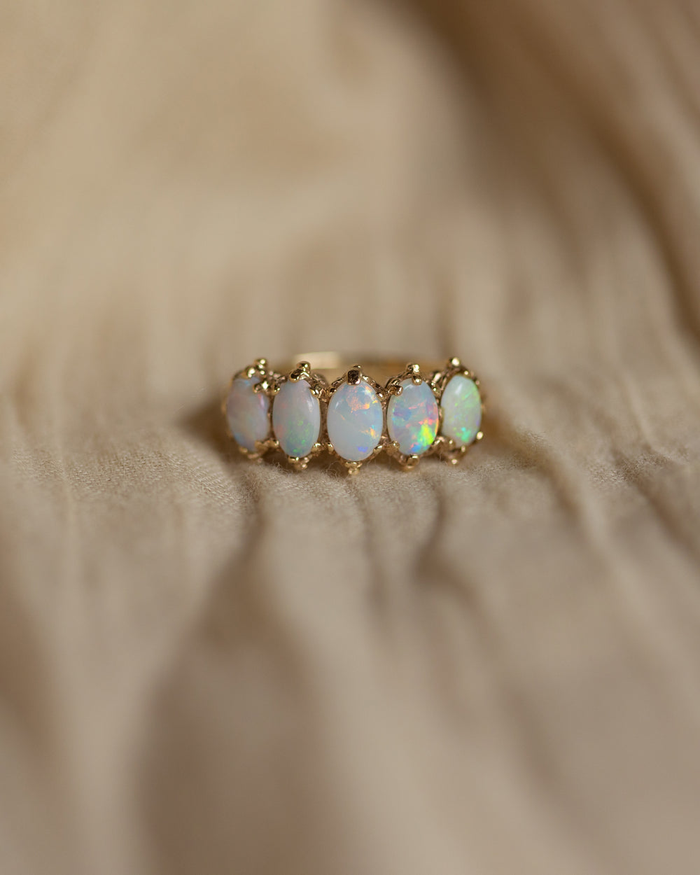 Gladys 1976 Vintage 9ct Gold Opal Five Stone Ring