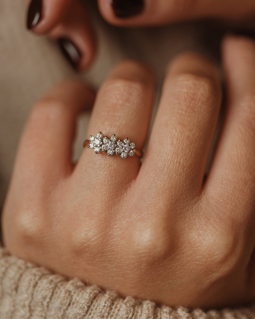 Genevieve 1988 Vintage 18ct Gold Diamond Cluster Ring