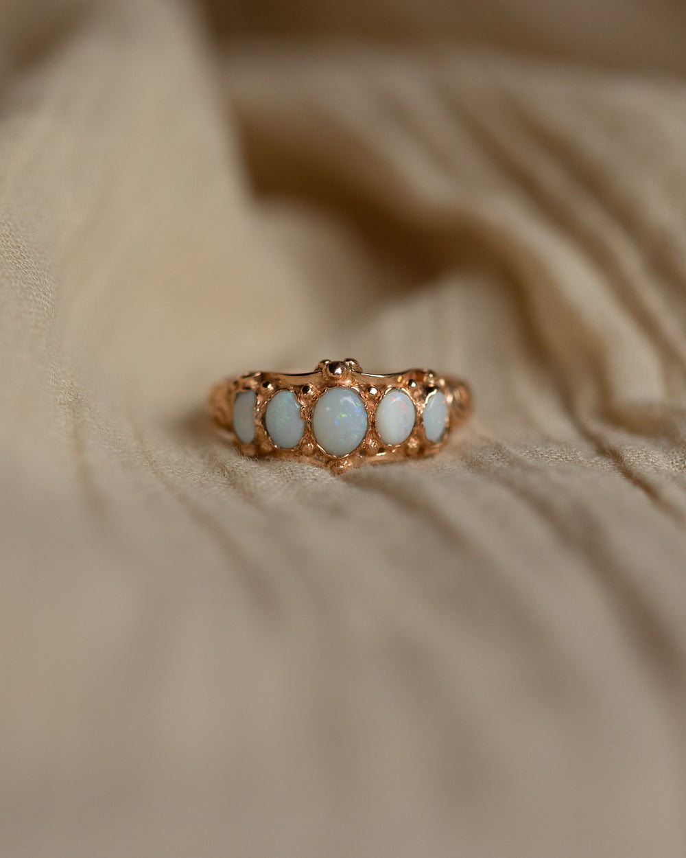 Reina 1990 Vintage 9ct Gold Opal Five Stone Ring