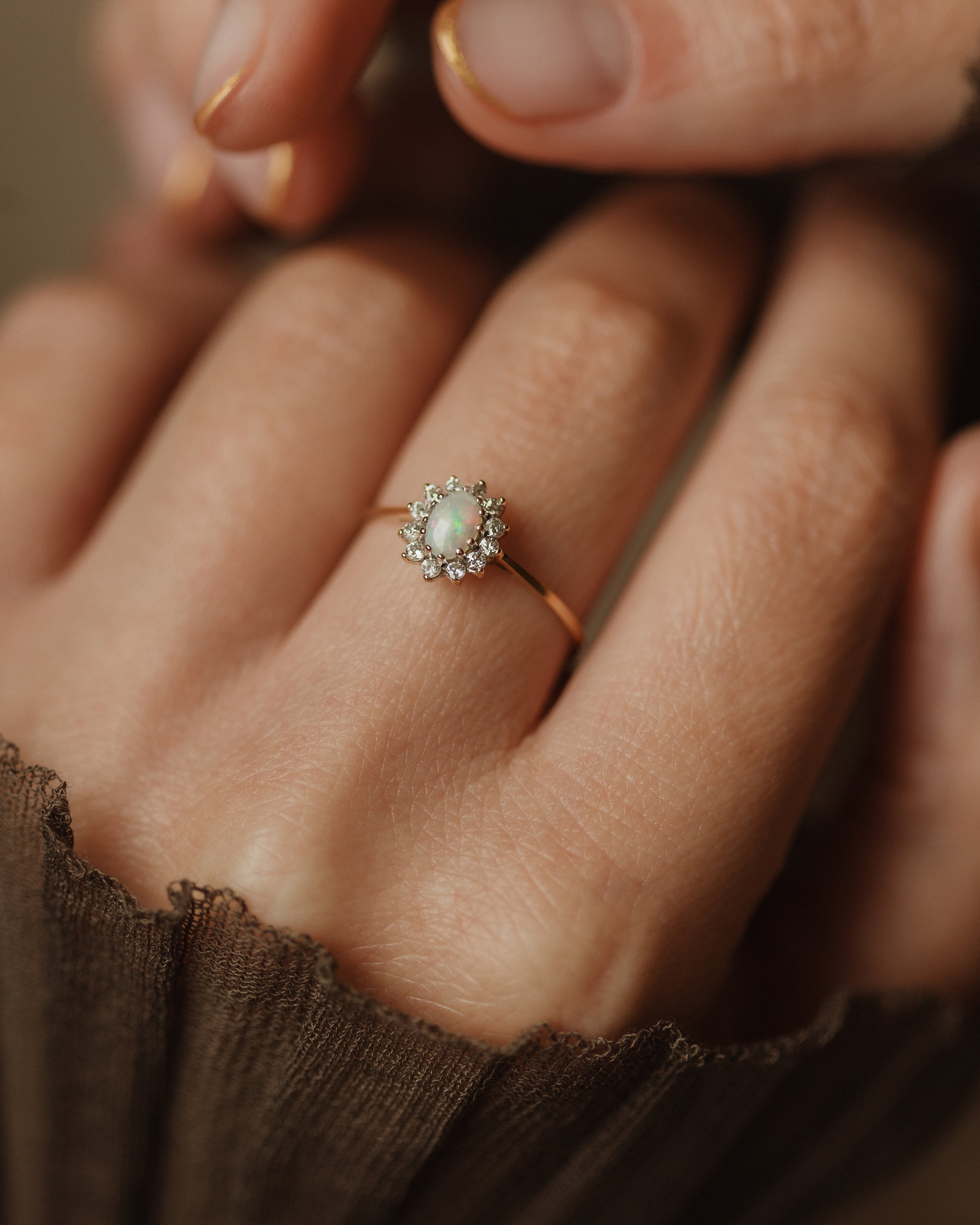 Image of Rachael 1991 Vintage 9ct Gold Opal & CZ Cluster Ring