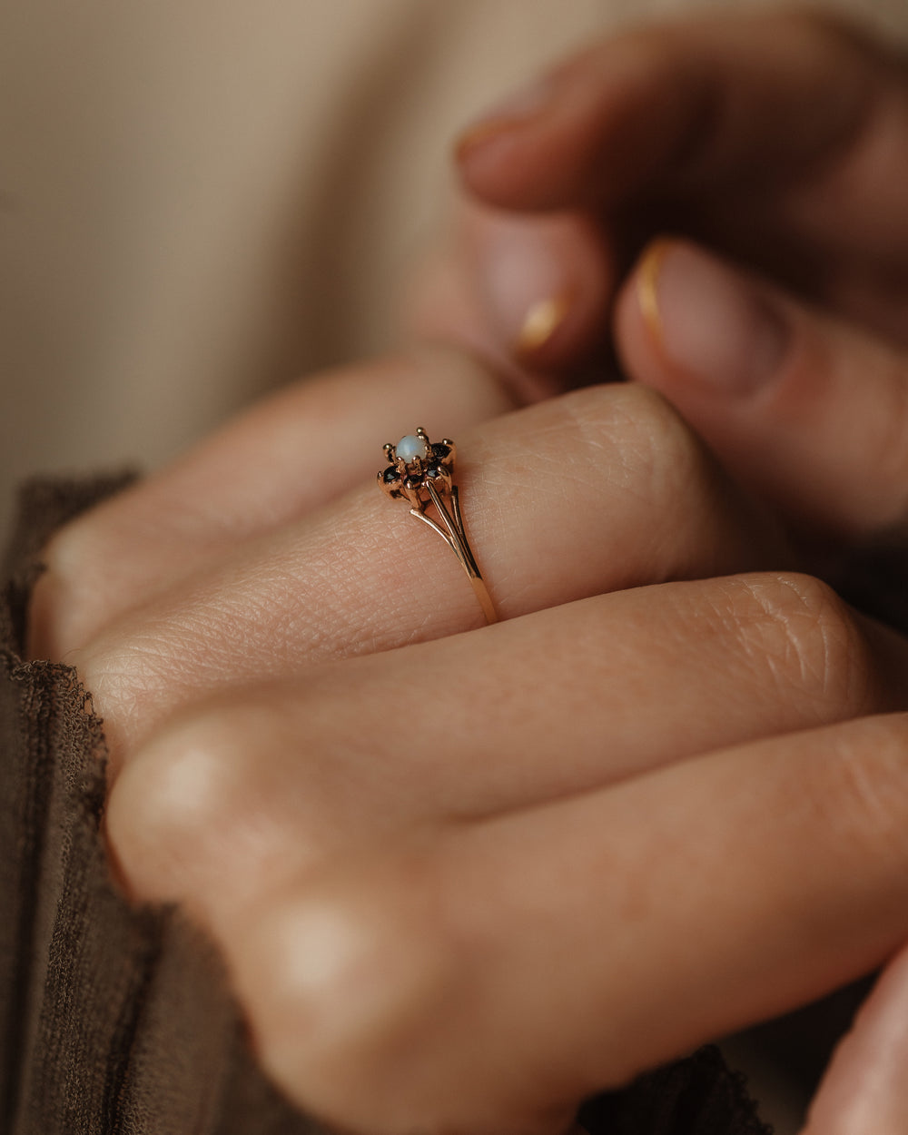 Hazel Vintage 9ct Gold Opal & Sapphire Cluster Ring