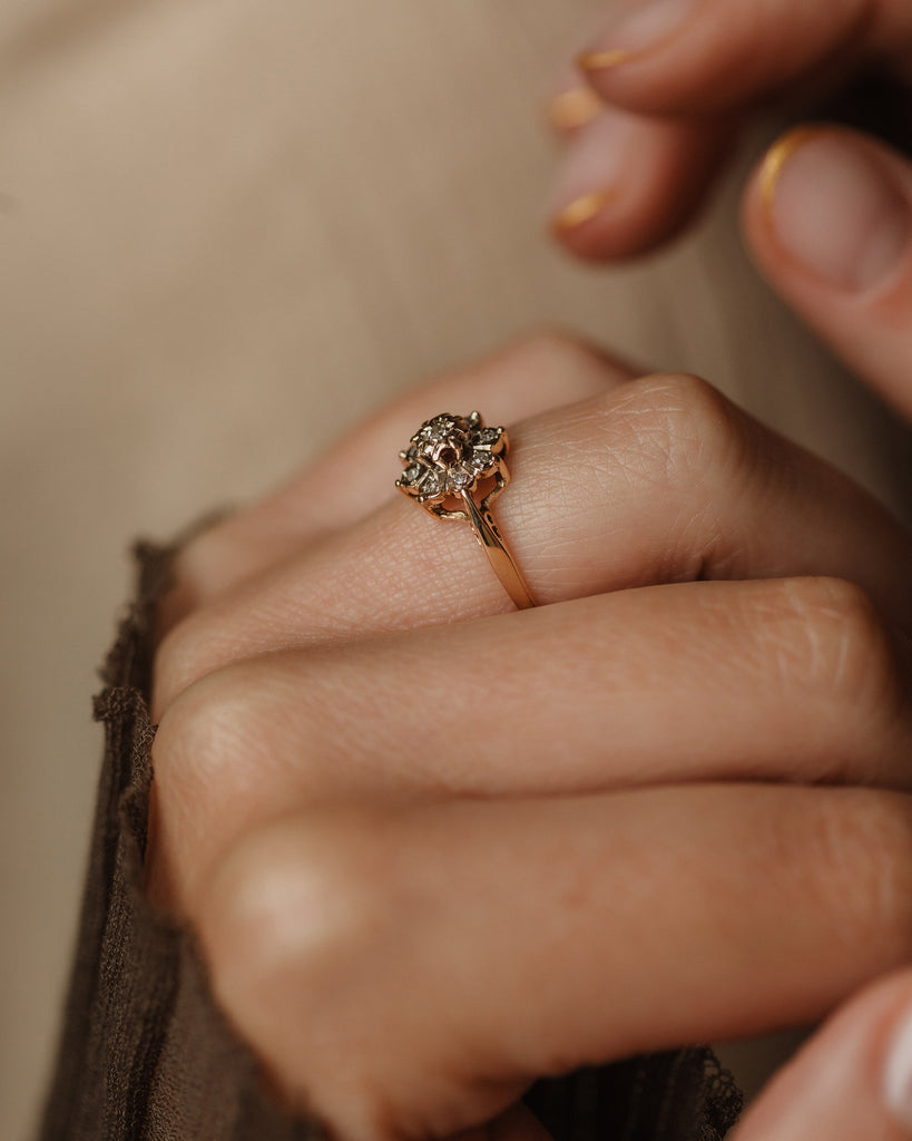 Gladys Vintage 9ct Gold Diamond Cluster Ring