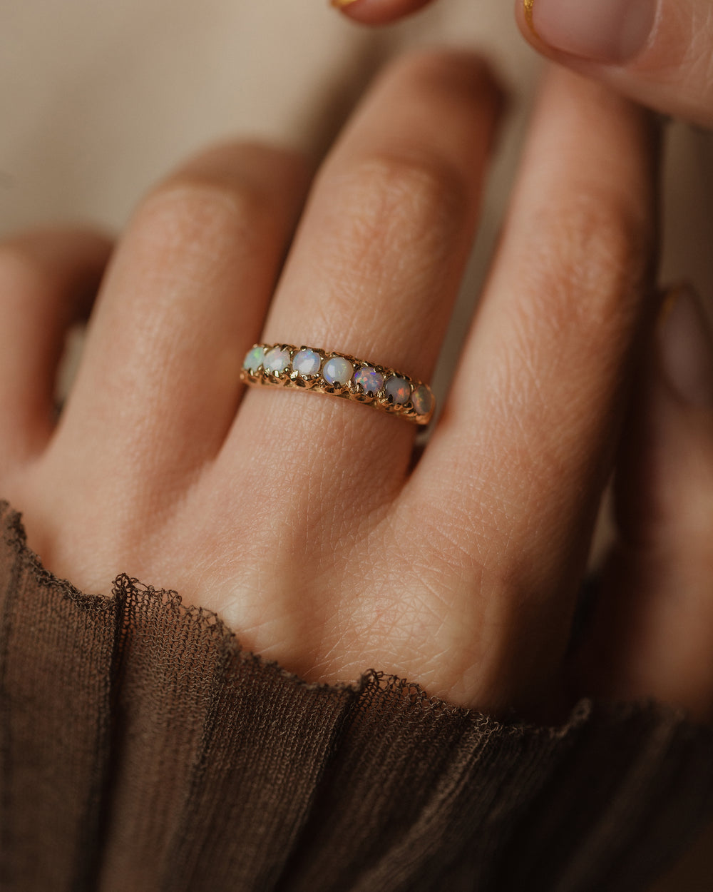 Isolde Vintage 9ct Gold Opal Half Eternity Ring