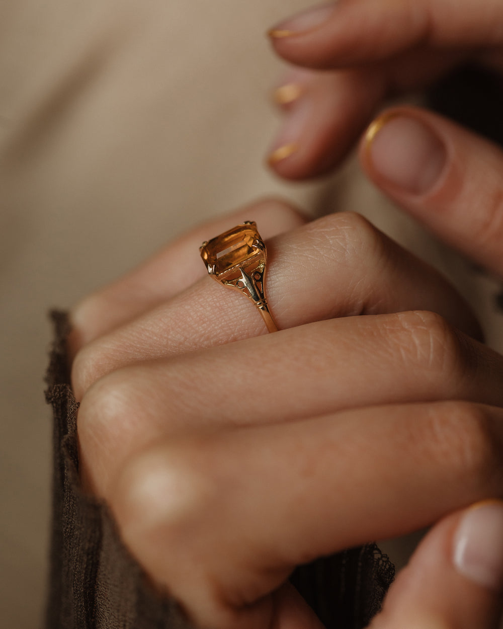 Marigold Vintage 9ct Gold Citrine Single Stone Ring