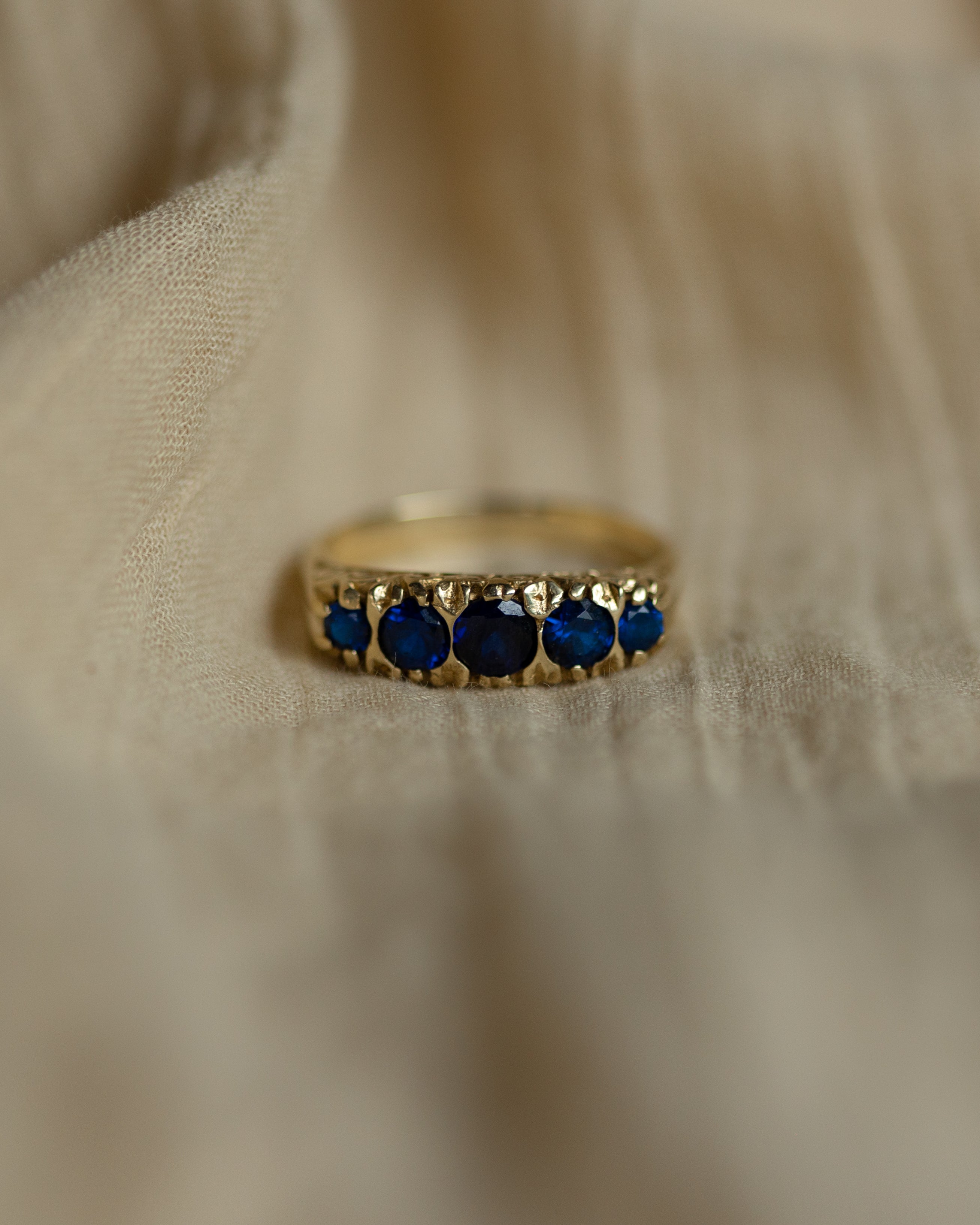 Marina Vintage 9ct Gold Sapphire Five Stone Ring