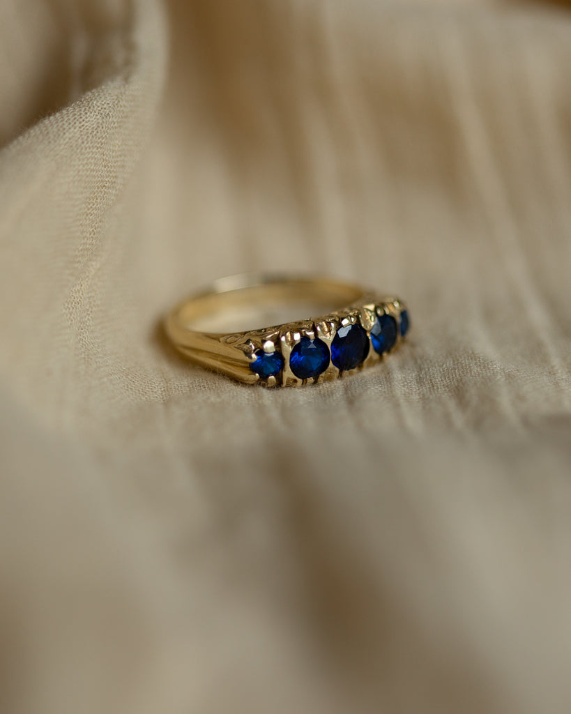 Marina Vintage 9ct Gold Sapphire Five Stone Ring