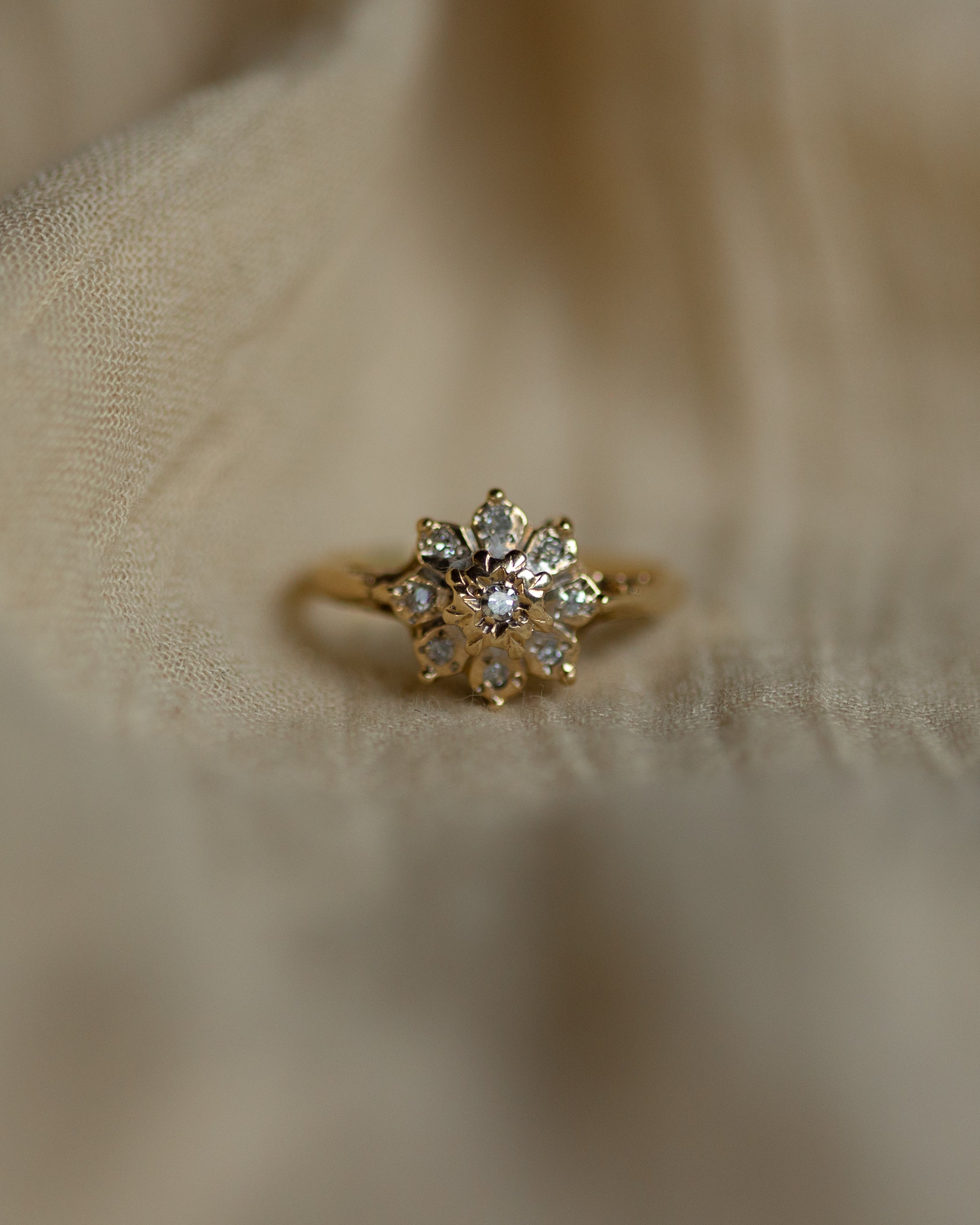 Gladys Vintage 9ct Gold Diamond Cluster Ring