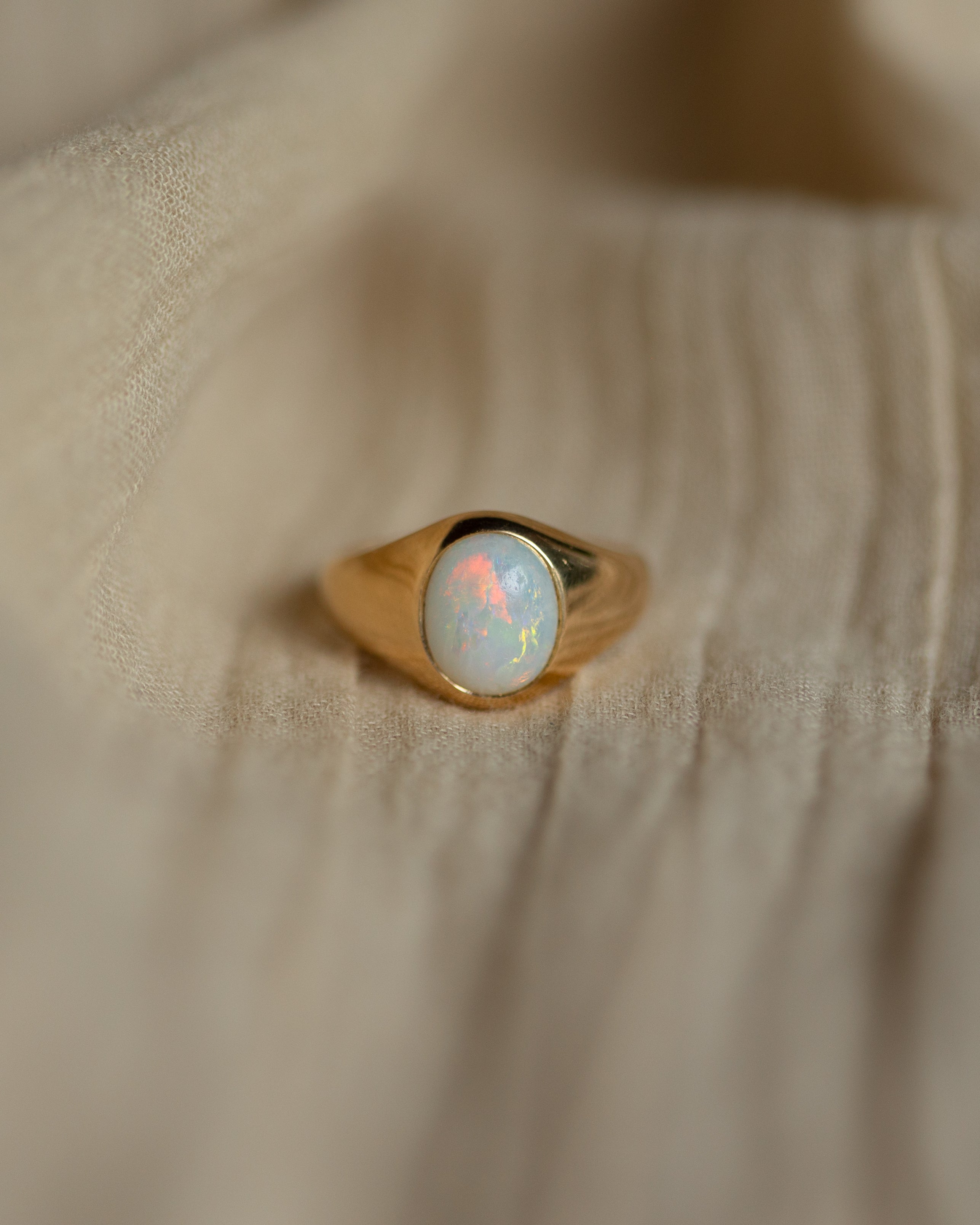 Pippa Antique 18ct Gold Opal Signet Ring