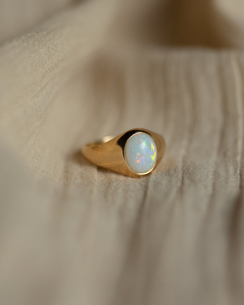 Pippa Antique 18ct Gold Opal Signet Ring