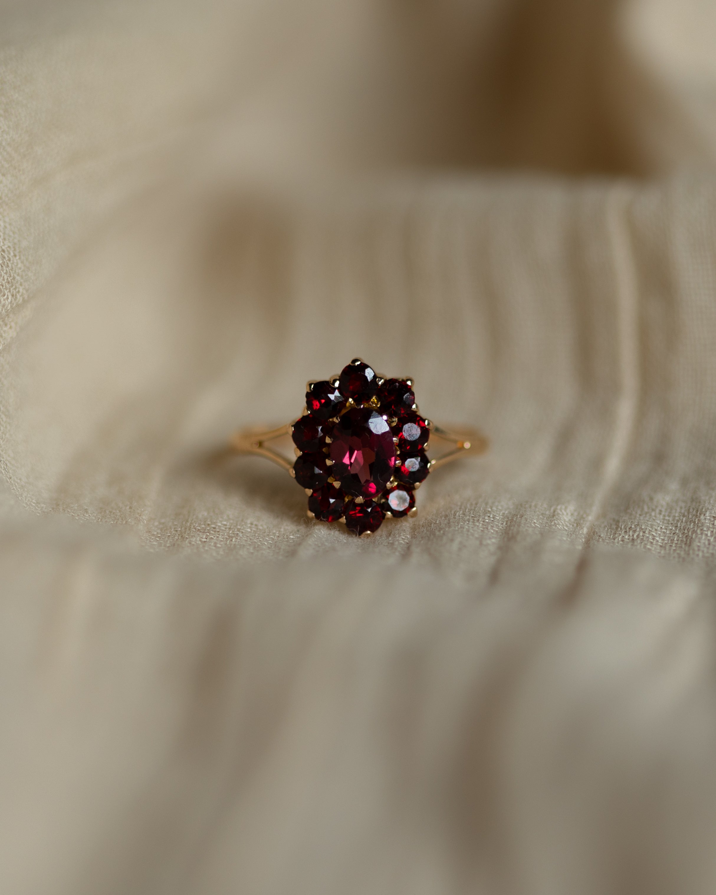 Honour Antique 9ct Gold Garnet Cluster Ring