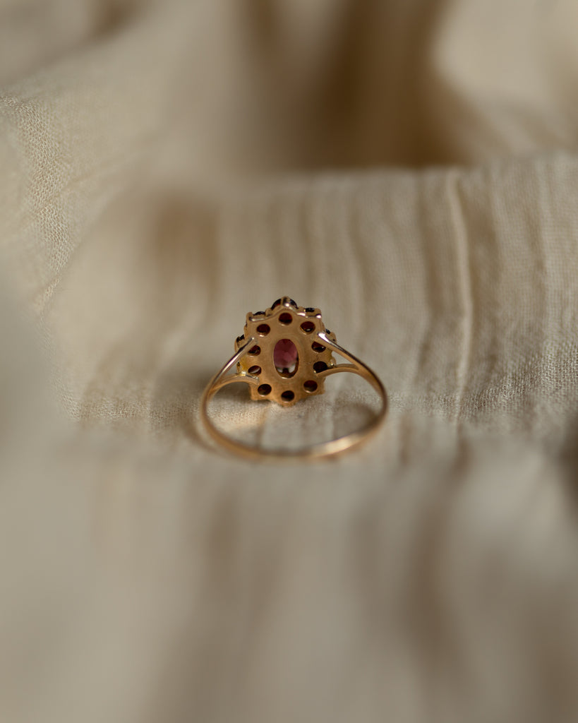 Honour Antique 9ct Gold Garnet Cluster Ring