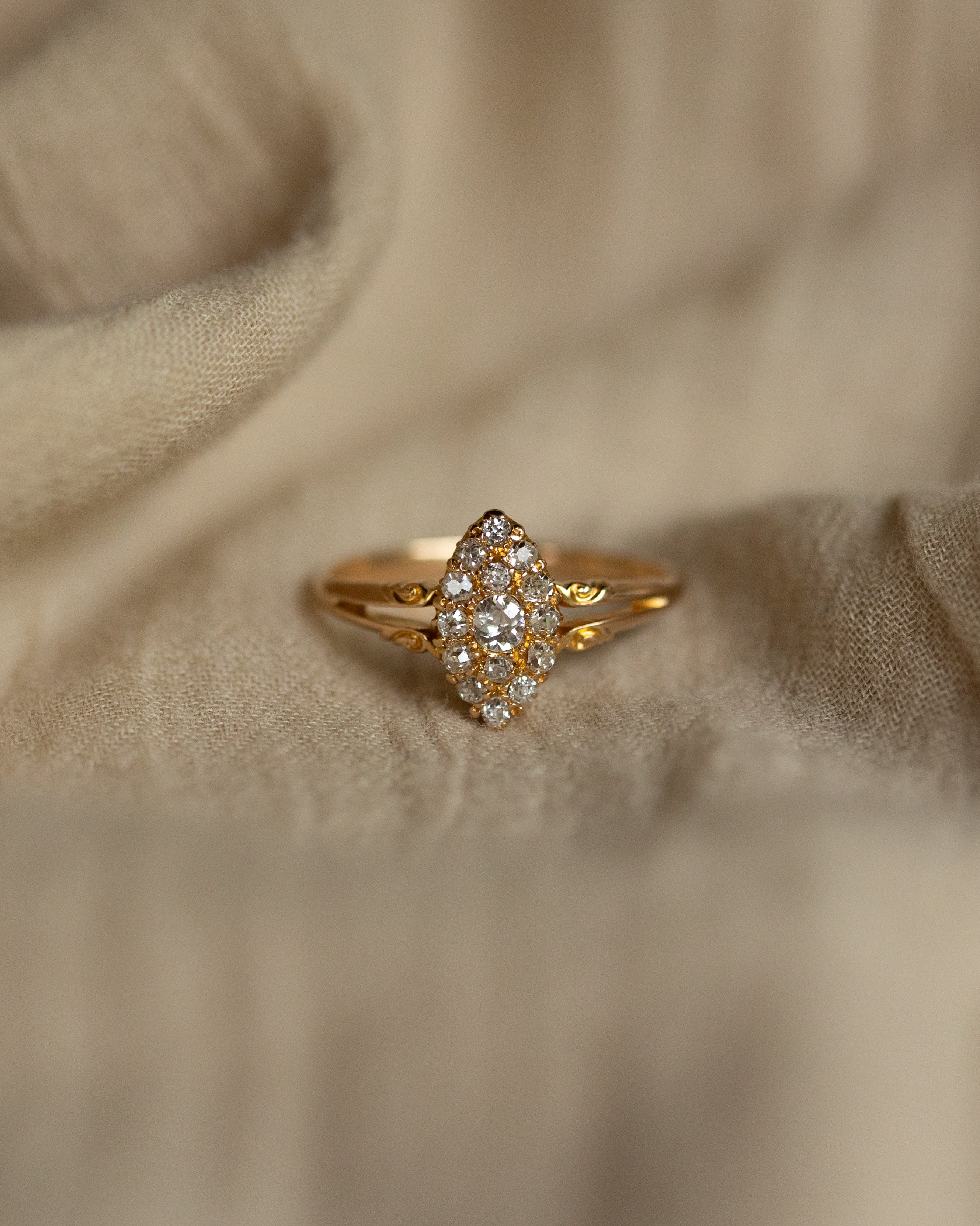 Image of Marlena Antique 18ct Gold Diamond Marquise Ring