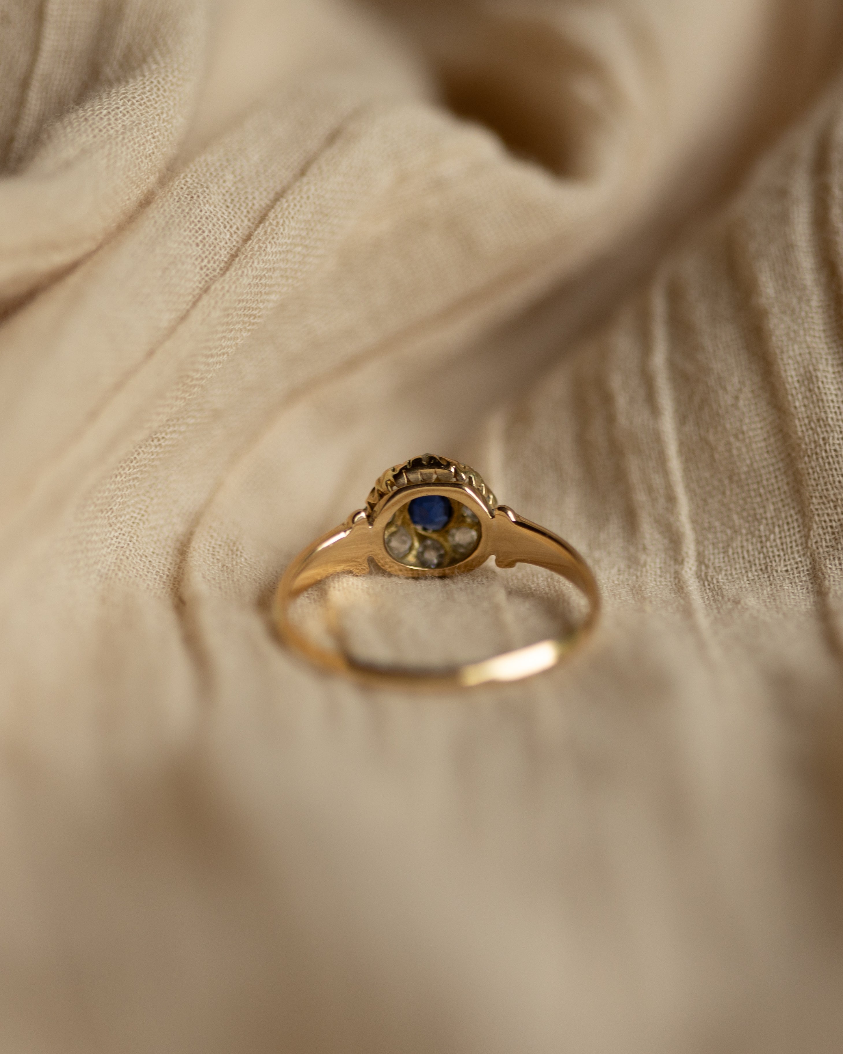 Antonia Antique 18ct Gold Sapphire & Diamond Cluster Ring