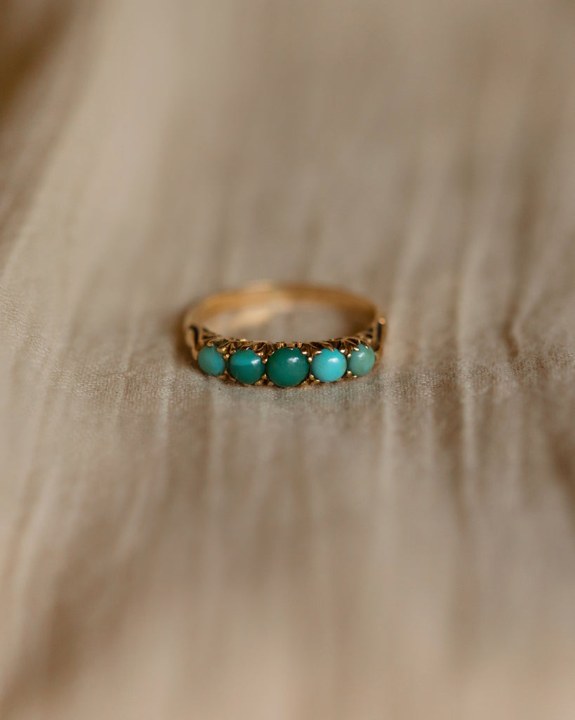 Bridget Antique 18ct Gold Turquoise Five Stone Ring