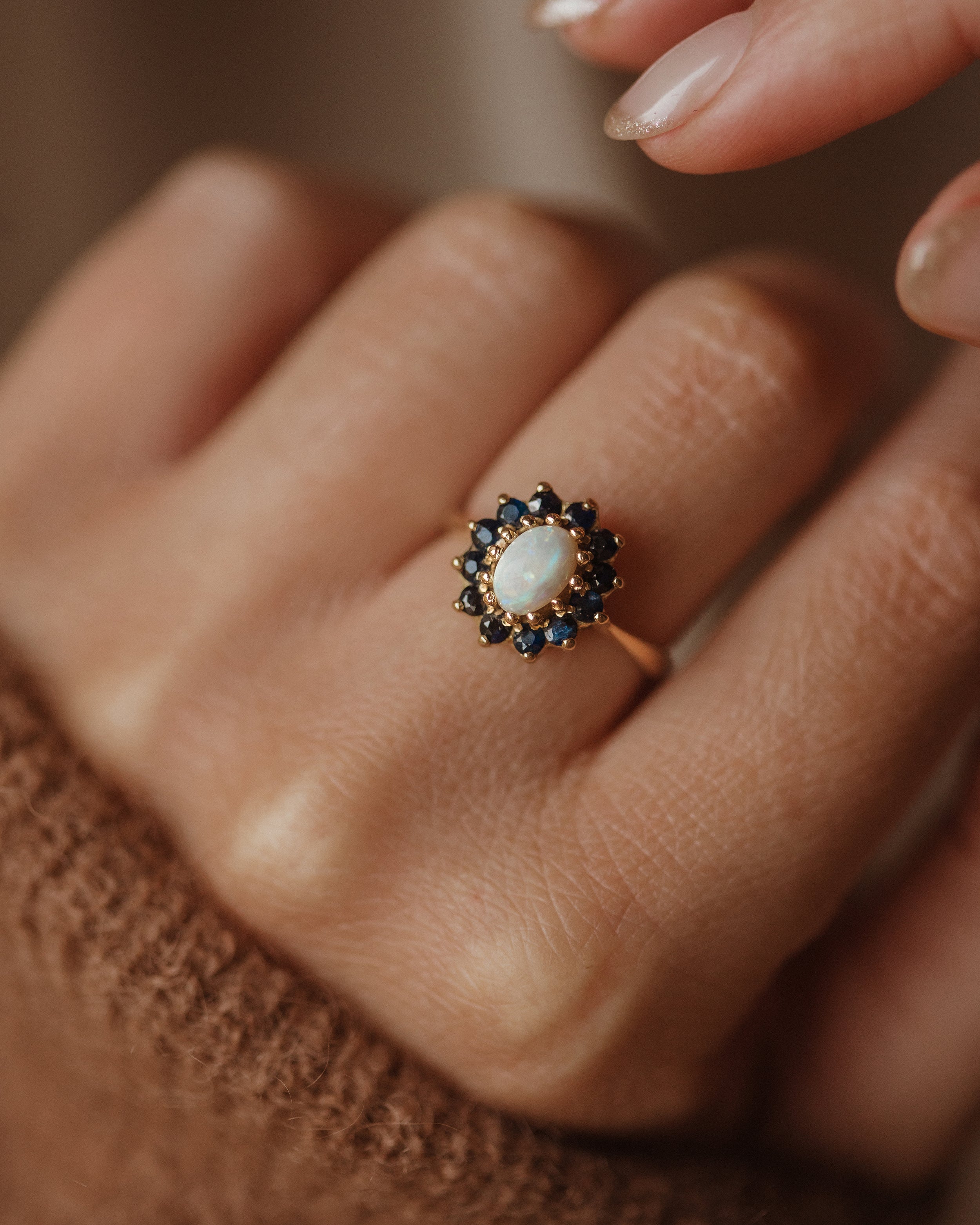 Image of Maude Vintage 18ct Gold Opal & Sapphire Cluster Ring