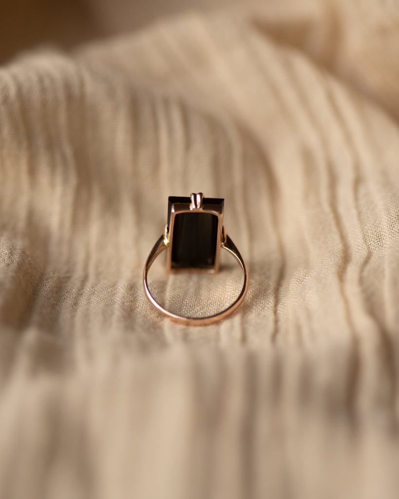 Bertha 1929 Art Deco 9ct Gold Black Onyx Panel Ring