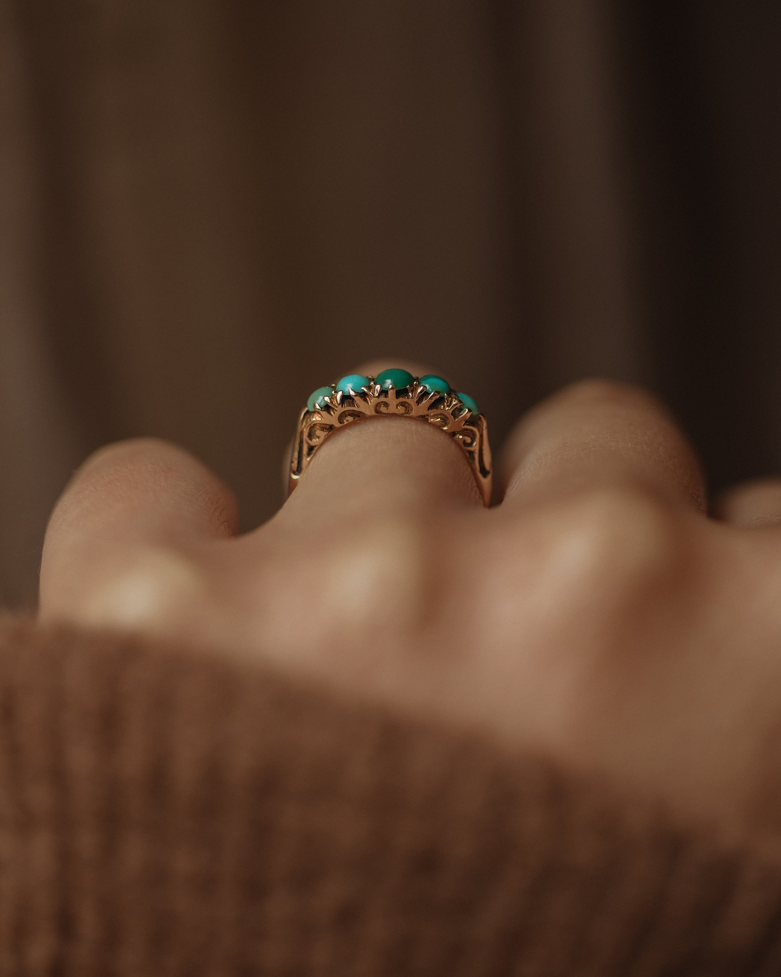 Image of Bridget Antique 18ct Gold Turquoise Five Stone Ring