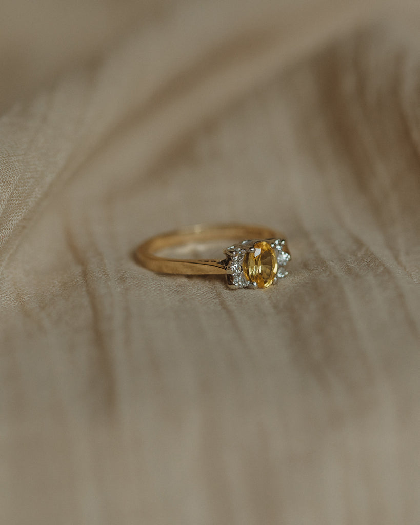 Coreen Vintage 9ct Gold Yellow Sapphire & Diamond Ring