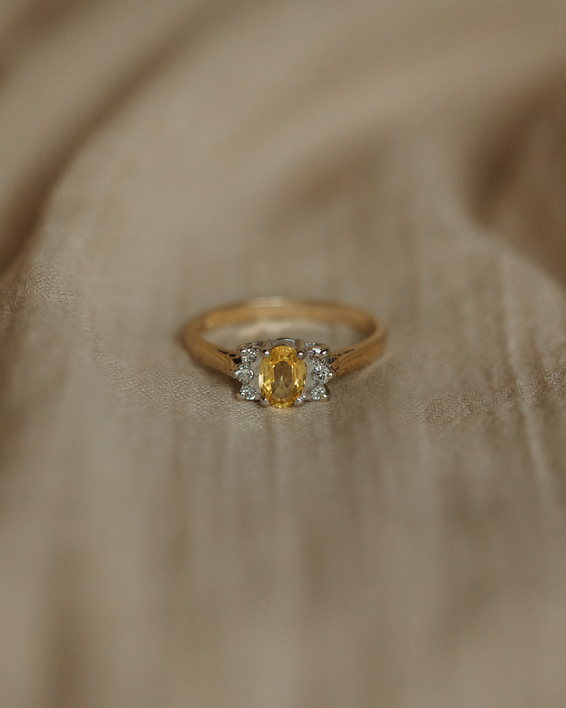 Coreen Vintage 9ct Gold Yellow Sapphire & Diamond Ring