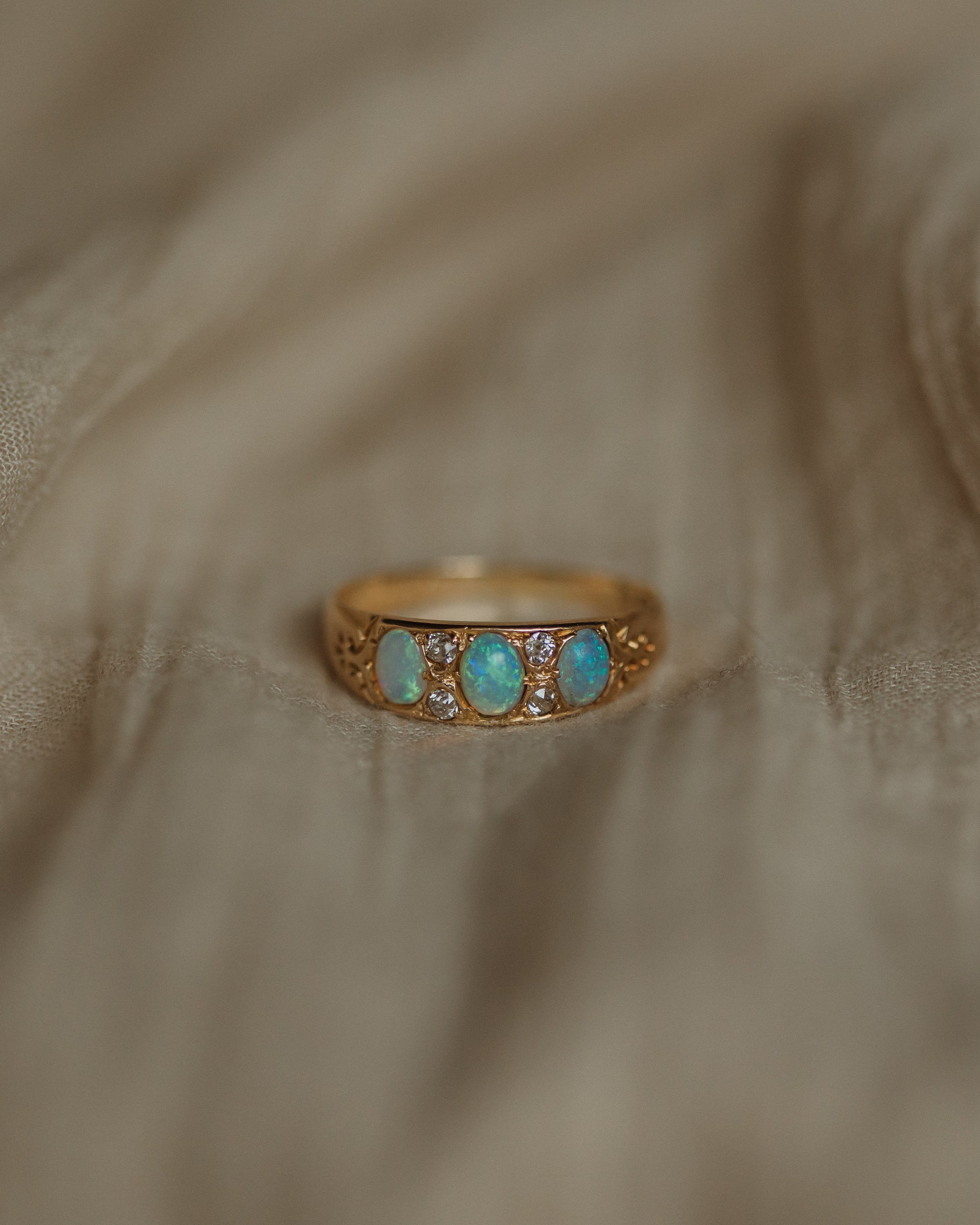 Paisley 1911 Antique 18ct Gold Opal & Diamond Ring