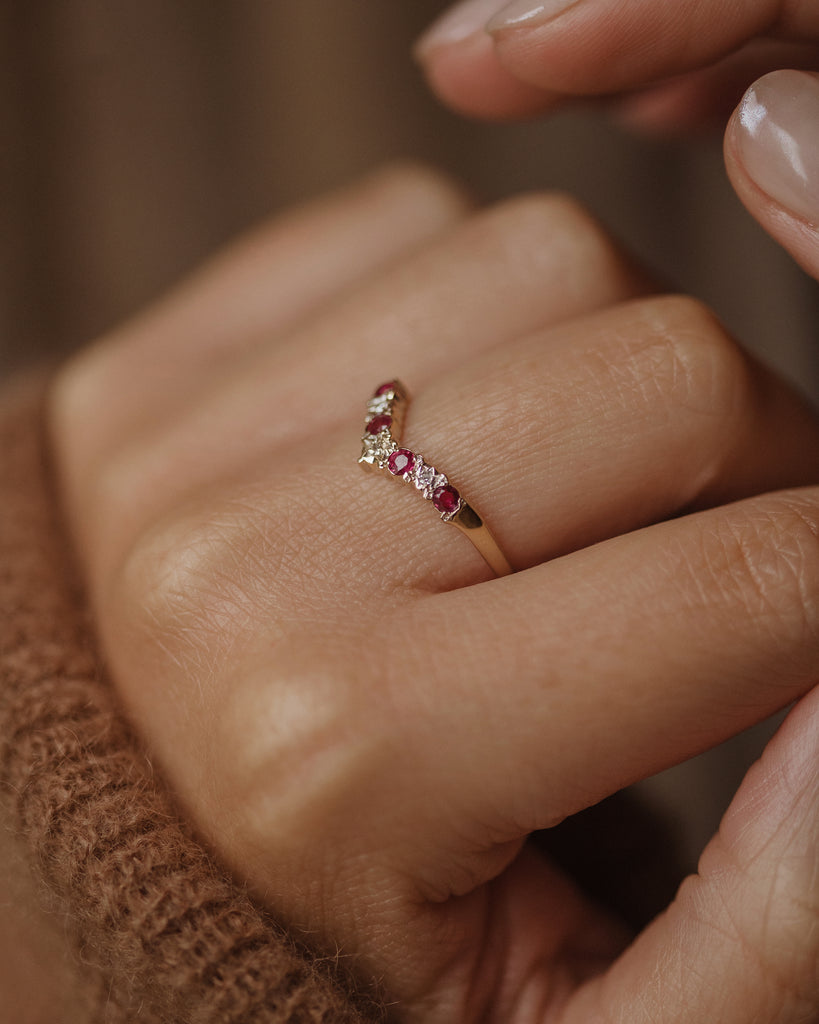 Faye Vintage 9ct Gold Ruby & Diamond Wishbone Ring