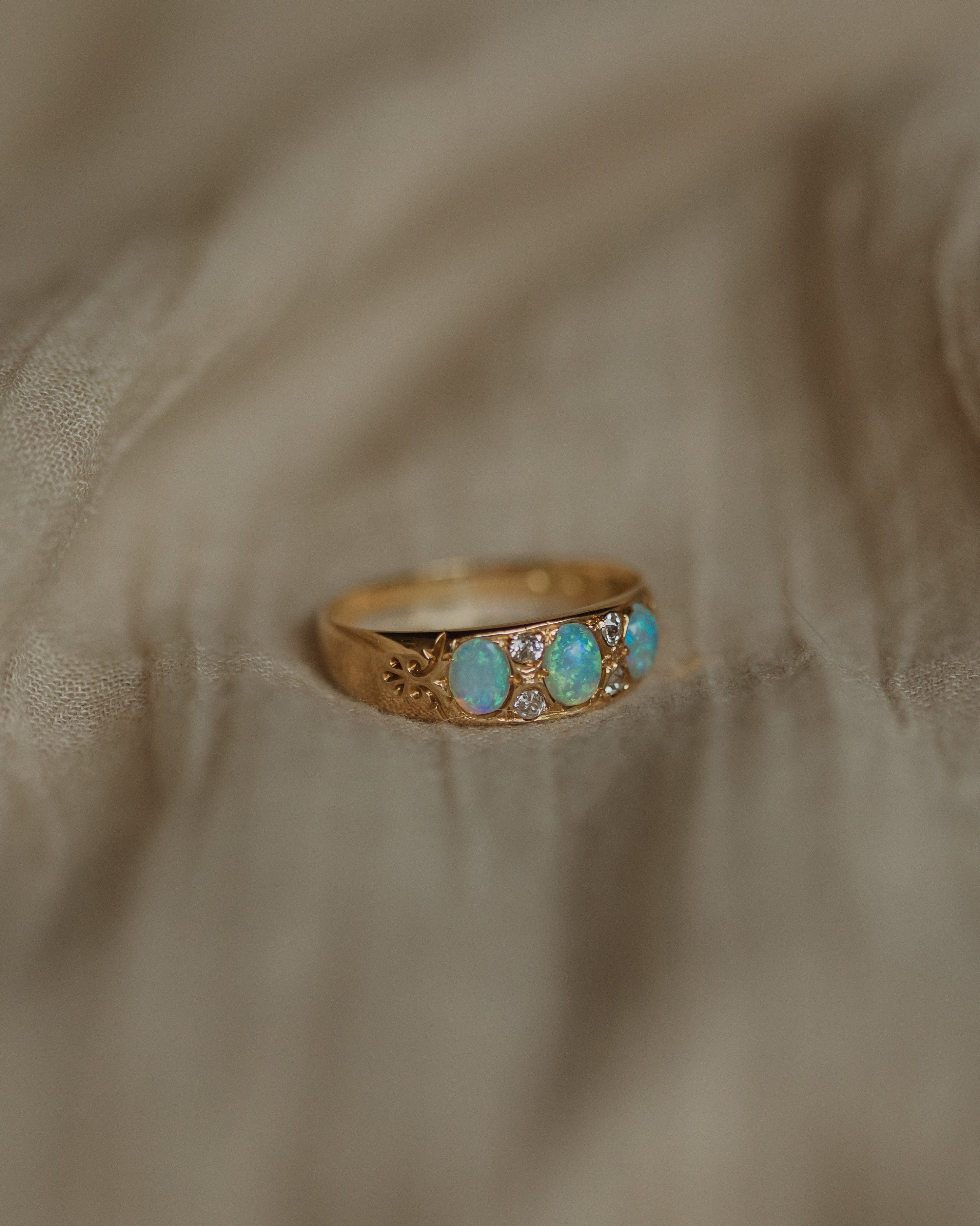 Paisley 1911 Antique 18ct Gold Opal & Diamond Ring